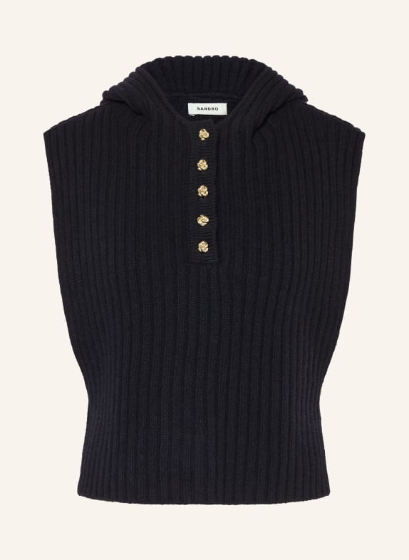 SANDRO kamizelka z dzianiny GRANATOWY