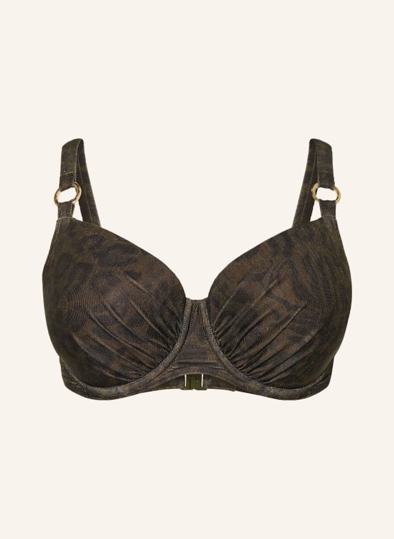 PrimaDonna Bikini top RATJADA s třpytivou nití KHAKI / ČERNÁ