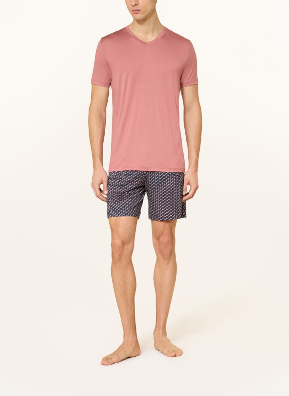 mey Schlafshorts Serie MIDNIGHT DRINK DUNKELBLAU / ALTROSA / GRAU