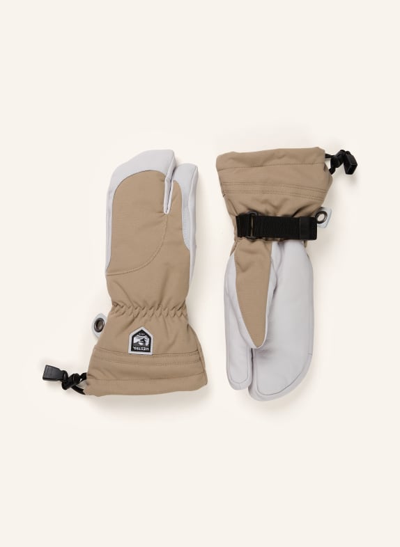HESTRA Skiing gloves HELI SKI TAUPE / LIGHT GRAY