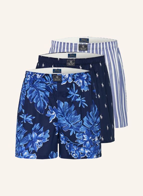 POLO RALPH LAUREN 3-pack woven boxer shorts DARK BLUE / BLUE / WHITE