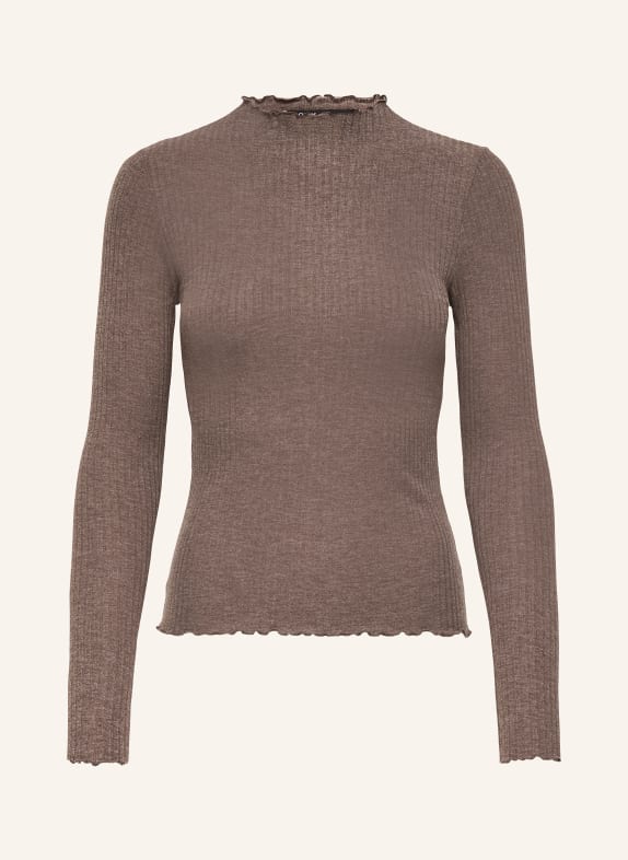 ONLY Tričko s dlouhým rukávem HNĚDÁ