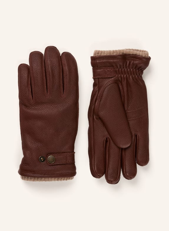 HESTRA Skórzane rękawiczki UTSJÖ CIEMNOBRĄZOWY / JASNOBRĄZOWY