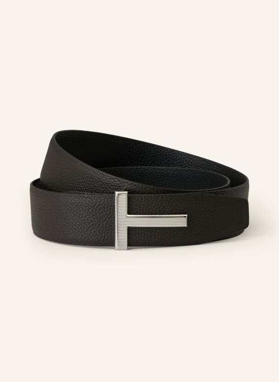 TOM FORD Reversible leather belt BLACK / SILVER / DARK BROWN