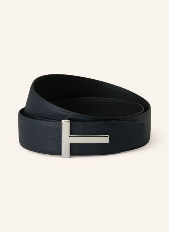 TOM FORD Leather belt DARK BLUE / SILVER / BLACK