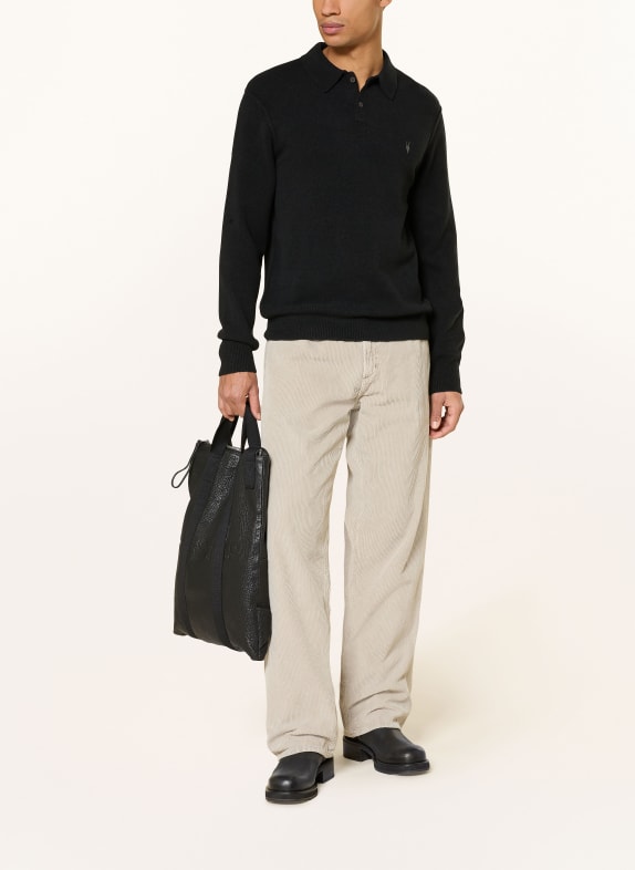 ALLSAINTS Strick-Poloshirt STATTEN SCHWARZ