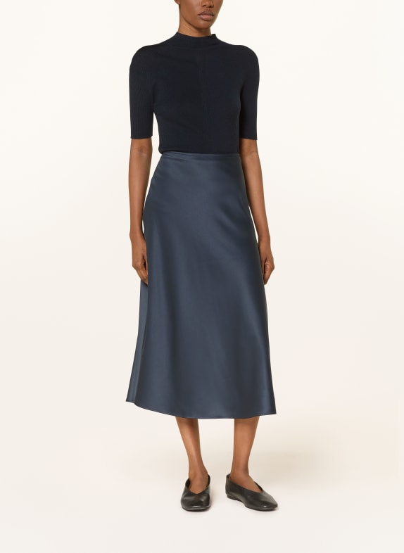 Juvia Satijnen rok FLEUR DONKERBLAUW