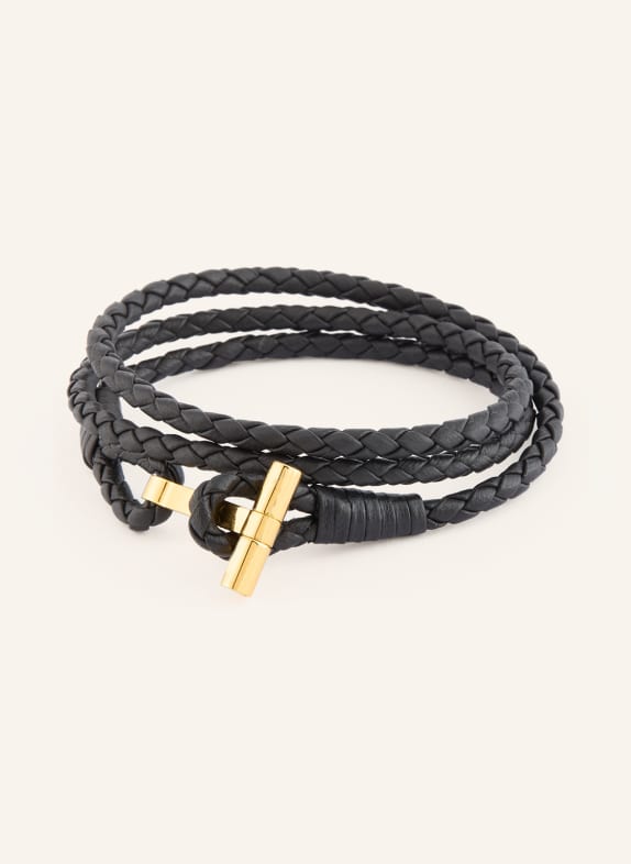 TOM FORD Lederarmband DUNKELBRAUN / GOLD