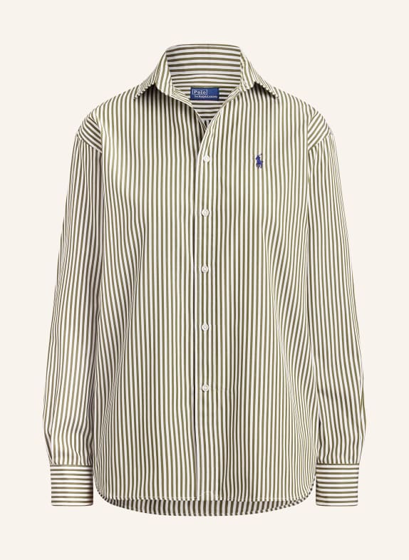 POLO RALPH LAUREN Košilová halenka OLIVOVÁ / BÍLÁ