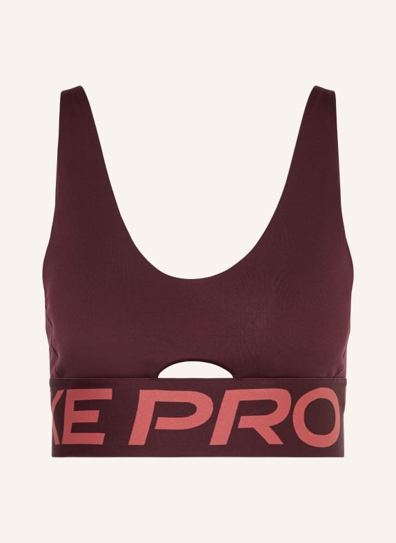 Nike Sportovní podprsenka PRO INDY PLUNGE TMAVĚ ČERVENÁ / SVĚTLE ČERVENÁ