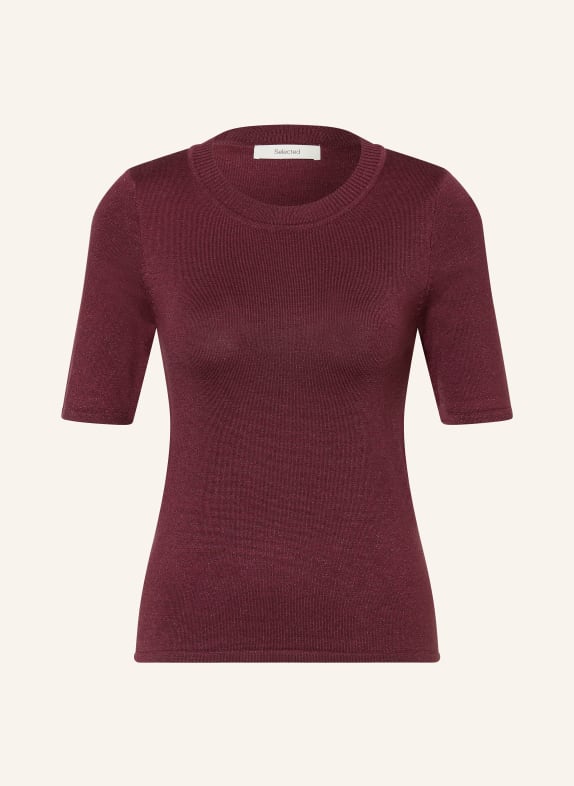 SELECTED Femme Dzianinowa koszulka CIEMNOCZERWONY
