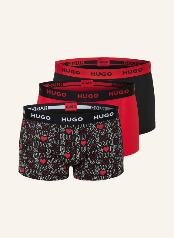 HUGO 3-pack boxer shorts RED / BLACK