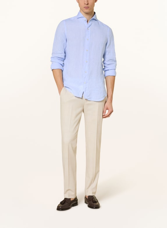 FINAMORE 1925 Linnen overhemd TOKYO SERGIO Slim Fit LICHTBLAUW
