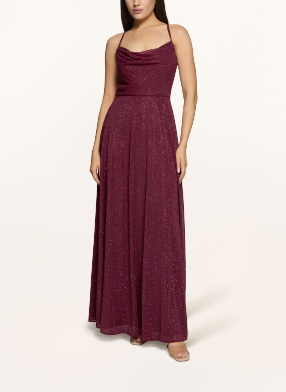 Suddenly Princess Abendkleid mit Glitzergarn und Cut-out DUNKELROT