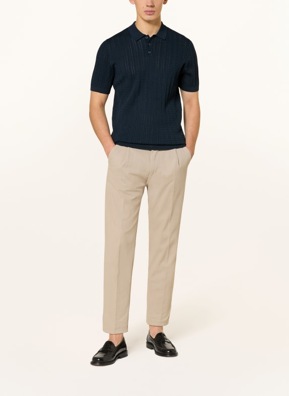 DRYKORN Strikket poloshirt TRITON Regular Fit MØRKEBLÅ