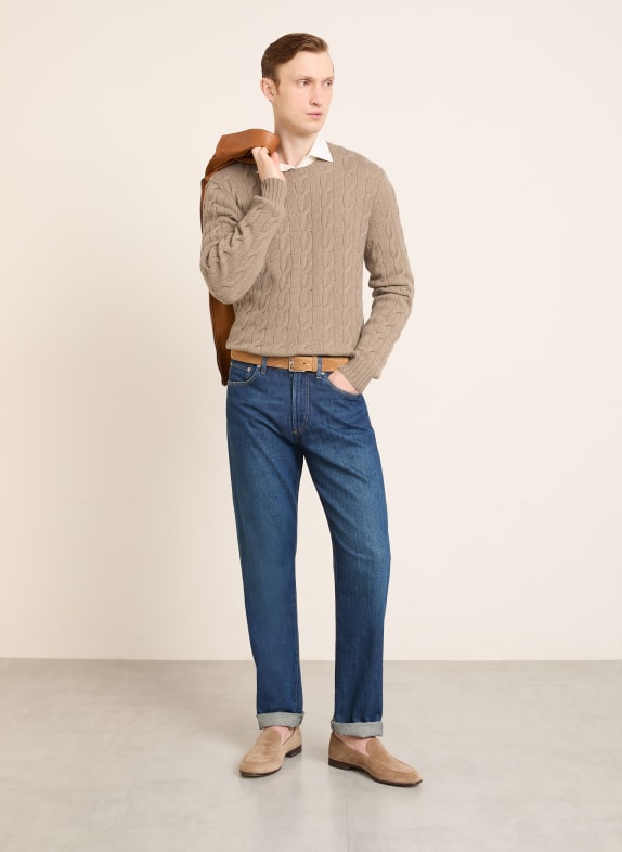 RALPH LAUREN PURPLE LABEL Kasjmier trui LICHTBRUIN