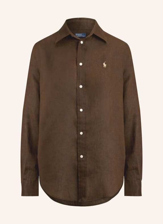 POLO RALPH LAUREN Shirt blouse made of linen DARK BROWN