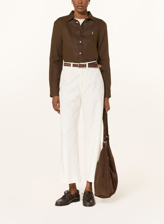 POLO RALPH LAUREN Linnen overhemdblouse MARRON FONCÉ