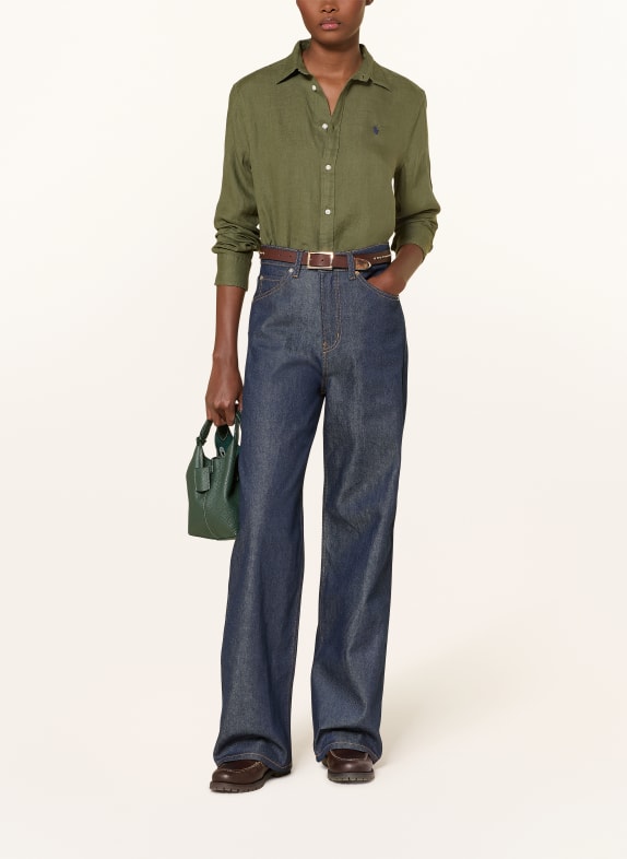 POLO RALPH LAUREN Linnen overhemdblouse DONKERGROEN / DONKERBLAUW