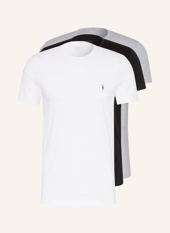 ALLSAINTS 3er-Pack T-Shirts TONIC WEISS / HELLGRAU / SCHWARZ