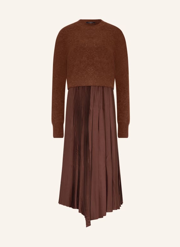 ALLSAINTS Kleid JAX mit Plissees DUNKELBRAUN