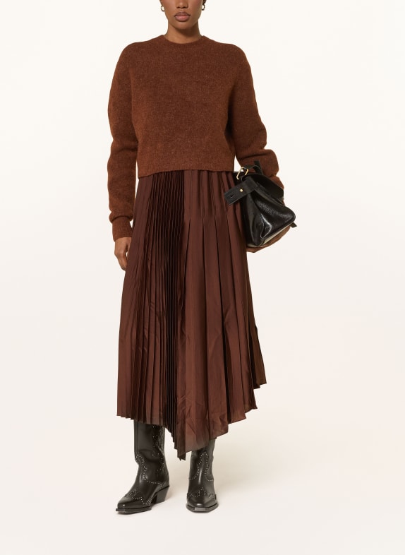 ALLSAINTS Kleid JAX mit Plissees DUNKELBRAUN