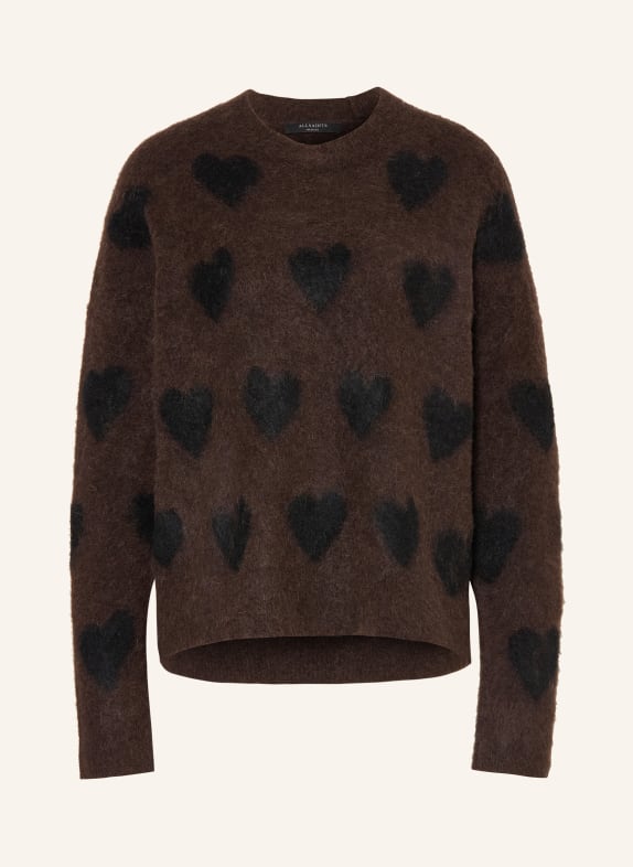 ALLSAINTS Pullover AMORA mit Alpaka DUNKELBRAUN / SCHWARZ