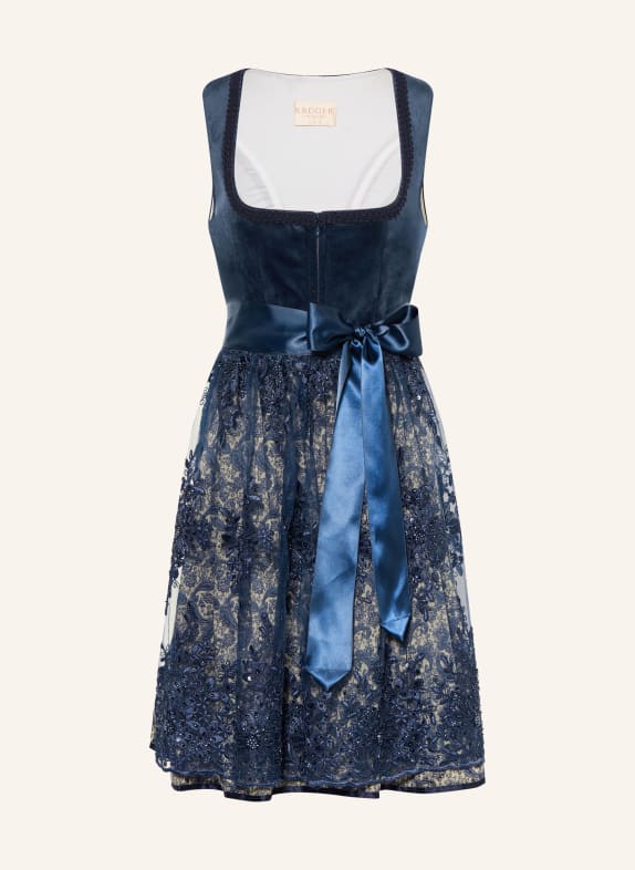 KRÜGER AISLINN dirndl with gemstones and decorative pearls DARK BLUE / LIGHT BROWN