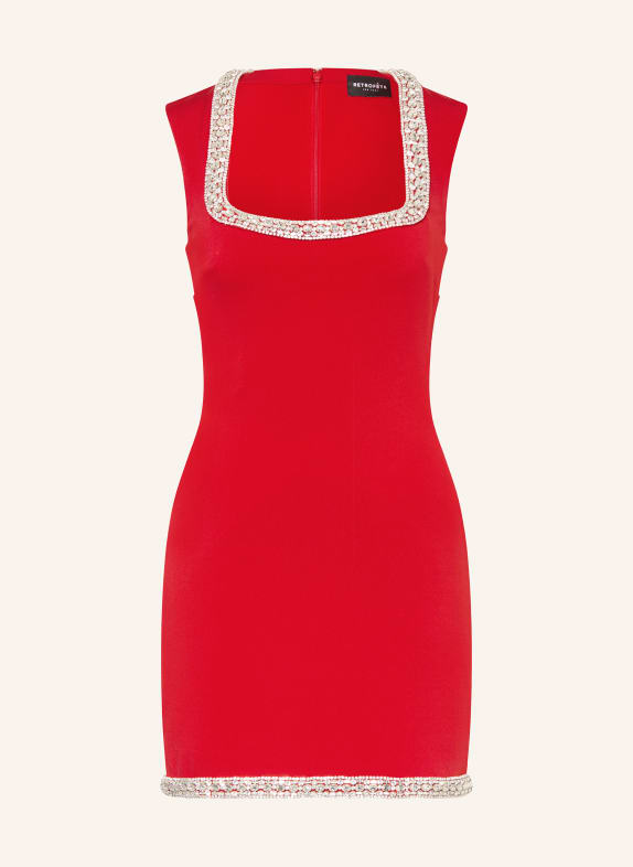 RETROFÊTE Šaty BEXLEY s ozdobnými kamínky ČERVENÁ
