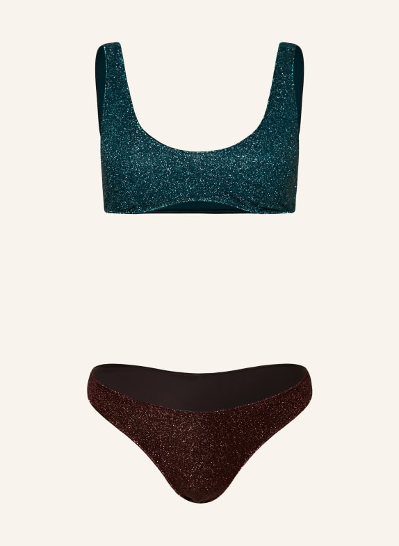 Oséree Bustier bikiny LUMIERE SPORTY TMAVĚ HNĚDÁ / PETROLEJOVÁ