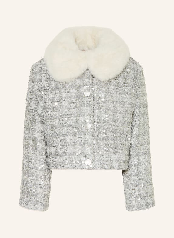 Billieblush Kastenjacke mit Pailletten und Kunstfell SILBER / ECRU