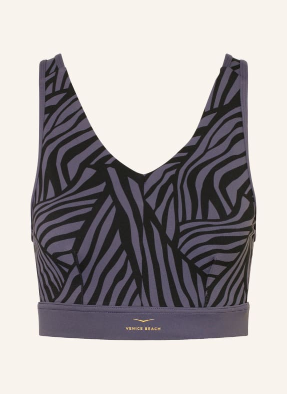 VENICE BEACH BARROW beaded logo mock-neck T-shirt DARK PURPLE / BLACK