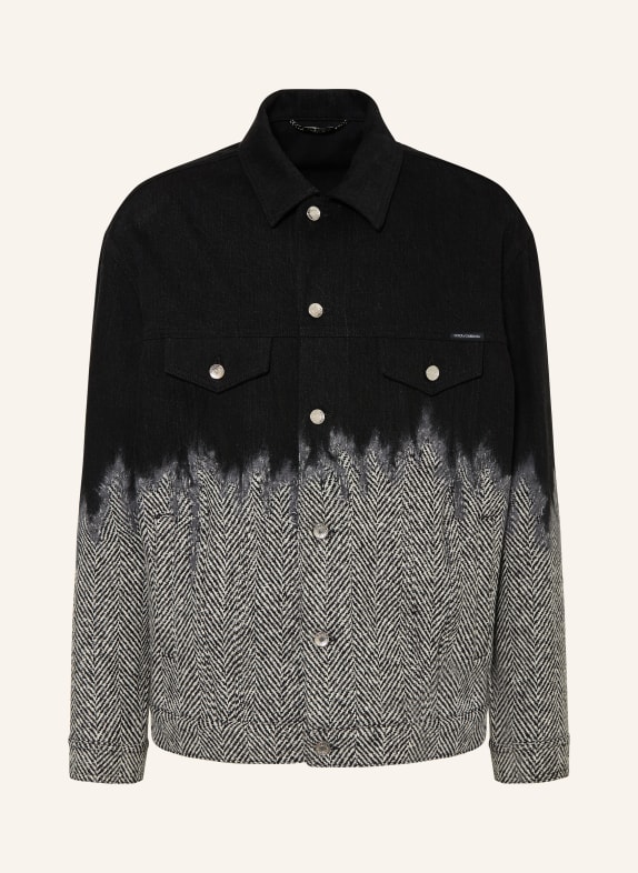 DOLCE & GABBANA Jeansjacke im Materialmix SCHWARZ / ECRU