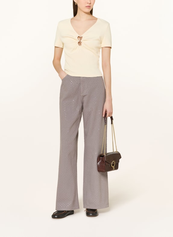 SANDRO Wide Leg Jeans mit Schmucksteinen 24 GREY