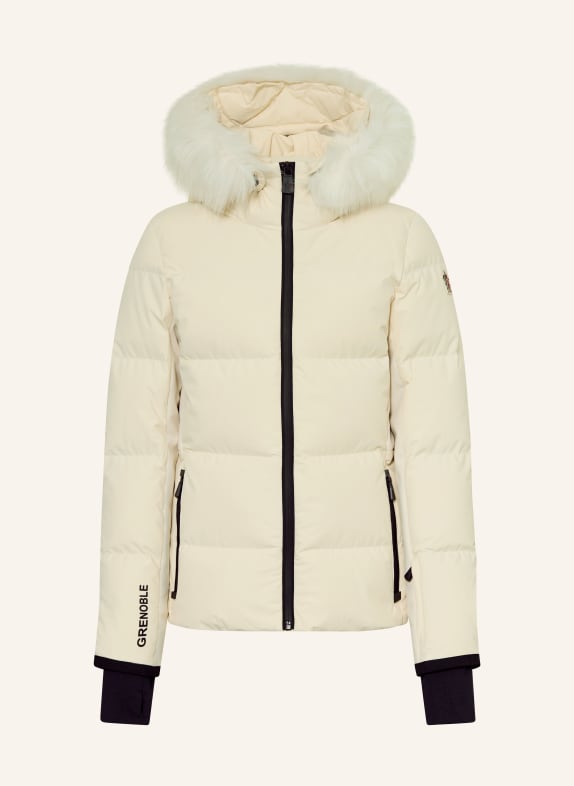 MONCLER enfant Daunen-Skijacke NEW GUYANE mit Kunstfell CREME / SCHWARZ