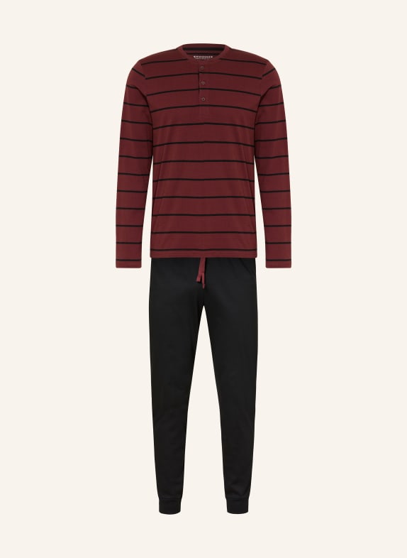 SCHIESSER CASUAL NIGHTWEAR pajamas BLACK / DARK RED