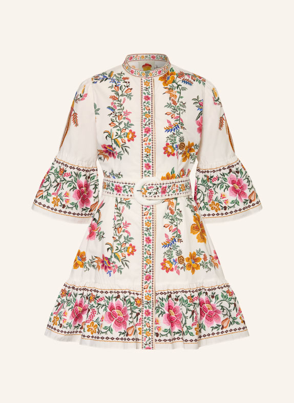 FARM RIO Dress with 3/4 sleeves WHITE / ORANGE / GREEN