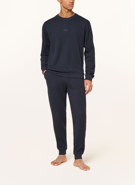 BOSS Pantaloni de casă STRUCTURE ALBASTRU ÎNCHIS