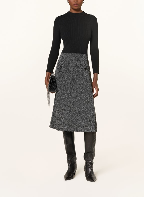TED BAKER Kleid EKAAD im Materialmix mit 3/4-Arm SCHWARZ / WEISS