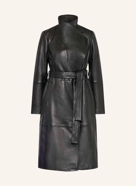 TED BAKER Kožený kabát ROSMIA ČERNÁ