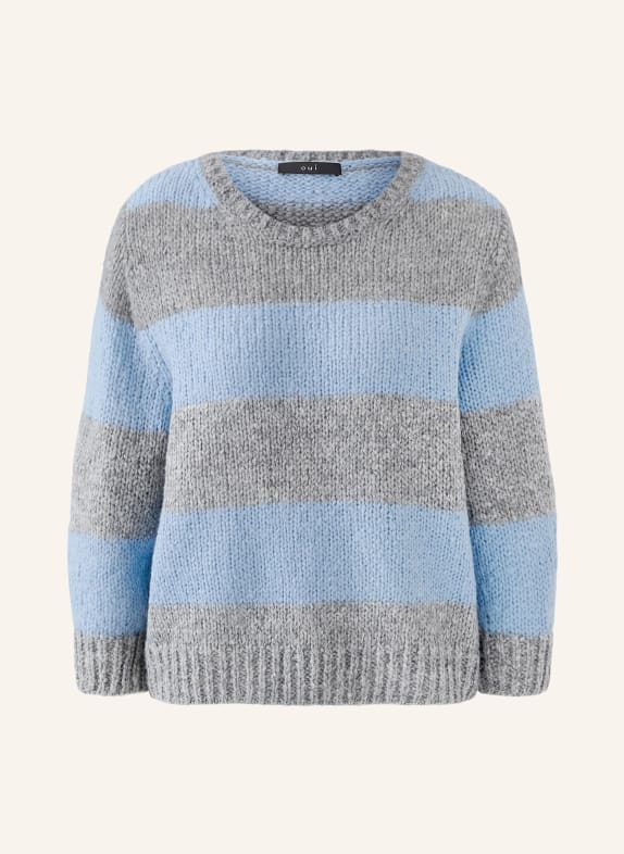 oui Sweater with 3/4 sleeves LIGHT BLUE / GRAY