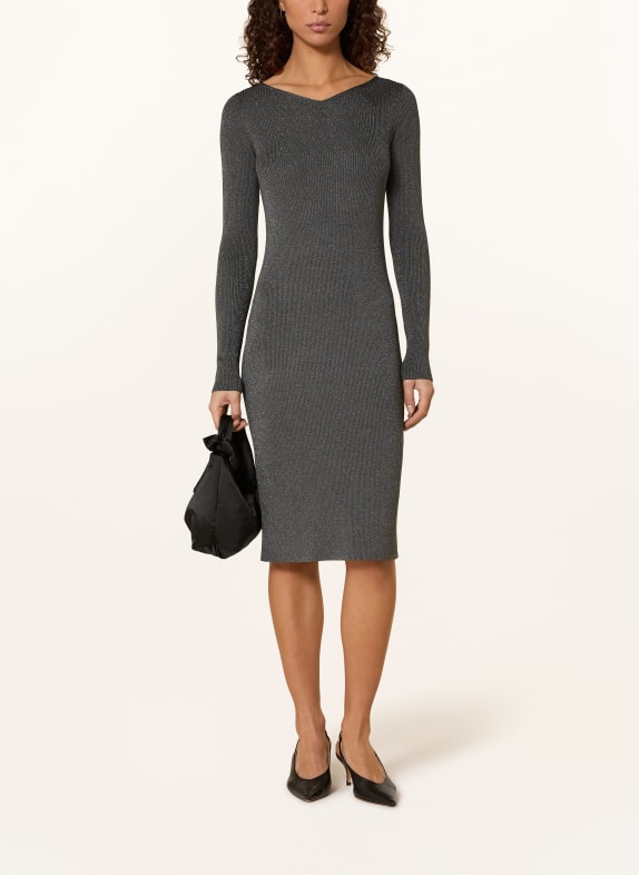 TIGER OF SWEDEN Pletené šaty POPPIE s třpytivou přízí TMAVĚ ŠEDÁ