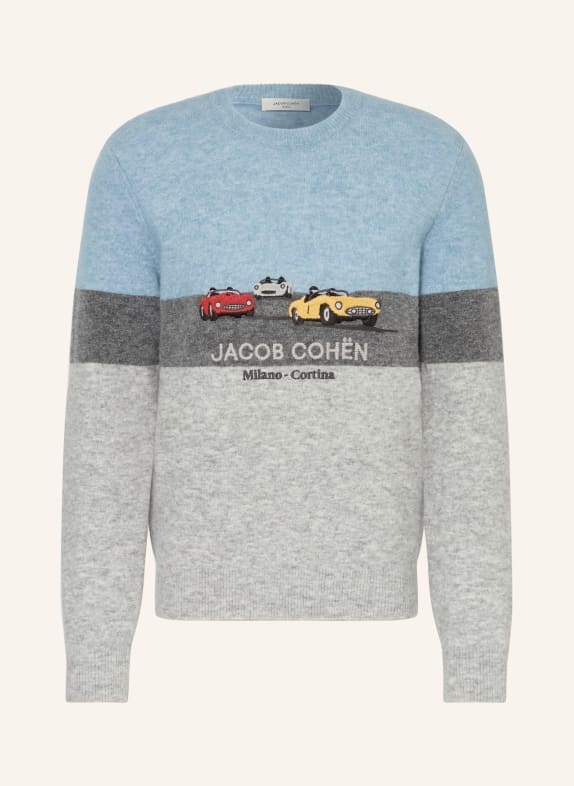 JACOB COHEN Pullover mit Alpaka HELLBLAU / DUNKELGRAU / GRAU