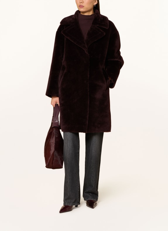mavi faux fur coat DARK BROWN