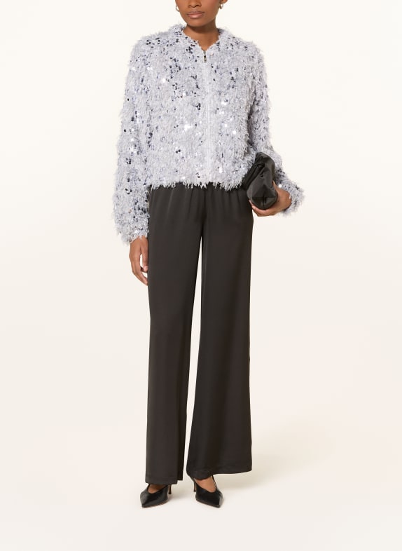 Emily VAN DEN BERGH Knitted bomber jacket with sequins LIGHT GRAY