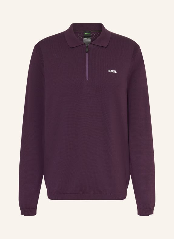 BOSS Úpletová polokošile EVER X TMAVĚ FIALOVÁ