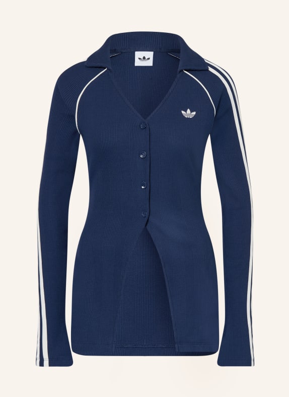 adidas Originals ADIDAS ORIGINALS BUTTON DOWN WAFFLE jersey jacket DARK BLUE / WHITE