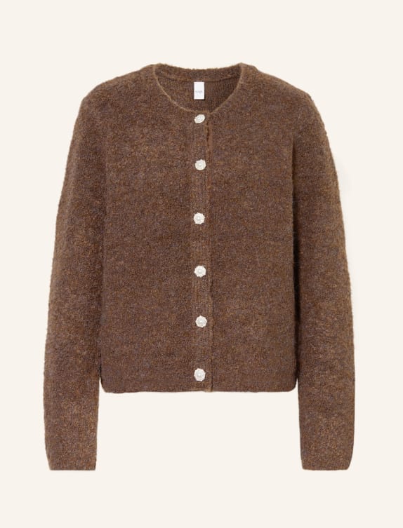 Y.A.S. Bouclé cardigan with gemstones BROWN