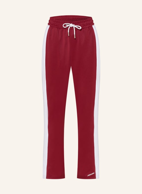 PEGADOR Tepláky MARTERA s pruhy TMAVĚ ČERVENÁ / BÍLÁ