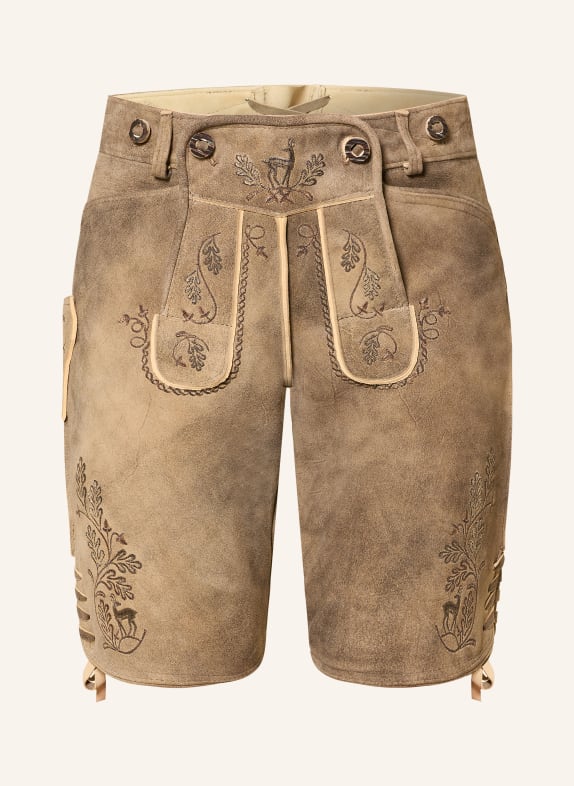 OSTARRICHI Trachten-Lederhose FRANZ BEIGE / DUNKELBRAUN